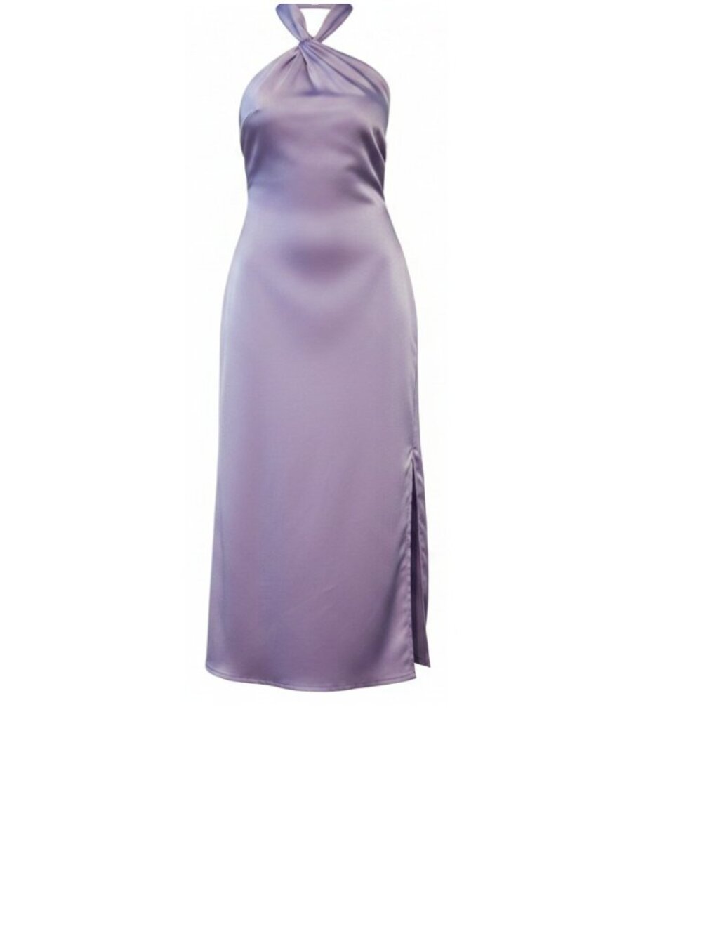 Lulus Perfectly Sleek Light Purple Lavender Satin Halter Midi Dress Small New - Picture 8 of 8